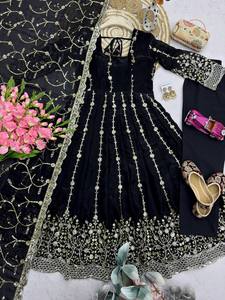 Women's Silk Anarkali Gown Set with Dupatta-Designer <b>Party</b> & Wedding Wear Ethnic Dress - Product Image 6