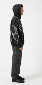 Sudadera con Capucha Gótica Negra Vintage de Invierno Unisex Impermeable con Bolsillos, Estilo Urbano, Transpirable, Lavado Ácido, de Gran Tamaño y Peso Pesado - Product Image 5