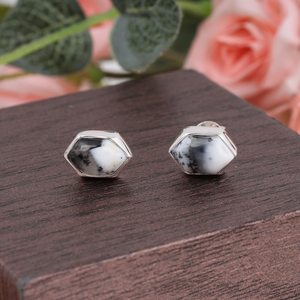 Natural Dendrite Opal Smooth Hexagon Shape <b>Earrings</b> 925 Sterling Silver Handmade Gemstone <b>Earrings</b> Boho Style Fine Fashion Bulk - Product Image 3