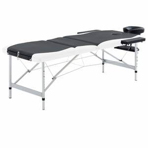 Table de massage pliable en aluminium à 3 zones, noir et blanc - Product Image 1