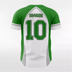 Maillot de baseball blanc et vert à manches courtes, imprimé par sublimation, respirant, coupe classique, unisexe, adultes, toutes saisons - Product Image 2