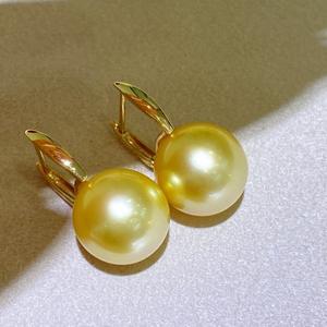 Boucles d'oreilles en perles d'or naturel, plaqué or 18 carats, argent pur 925, polyvalentes, 11-12 mm, défauts de précision, perles d'or épaisses - Product Image 1