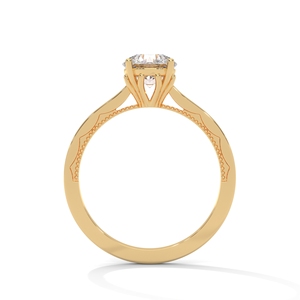 Bague de fiançailles en diamant de laboratoire, taille brillant rond, 4 griffes, plaqué or, bijoux de mariage pour femme - Product Image 3
