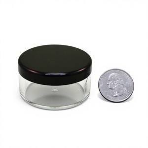 Fabricado en Taiwán, Envase de Plástico PS Vacío para Cosméticos, Tamaño de Viaje 8.5g, Tapa Negra, Tarro para Polvo Suelto con Etiqueta Adhesiva de Sellado - Product Image 1