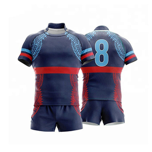 Ensemble de maillots de rugby personnalisés de haute qualité à manches courtes 100 % coton respirant et infroissable - Product Image 1