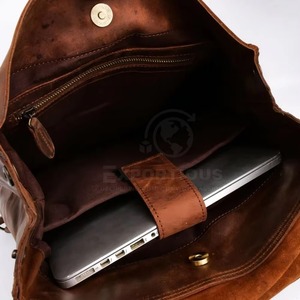 Vintage Genuine Leather 15.6 inch Laptop <b>Backpack</b> <b>Waterproof</b> Travel Rucksack with Anti-Theft Pocket LBP-0439 - Product Image 5