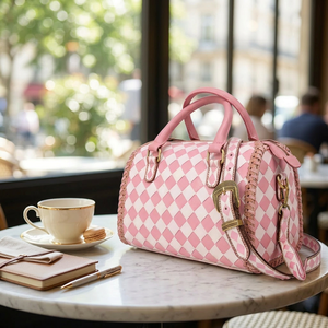 Nuevo Modelo 2026, Moderno, Color Blanco, Patrón a Cuadros de Diamantes, 100% Cuero Genuino, Deportivo, Resistente al Agua, Mini Speedy - Product Image 5