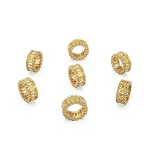 14k Real <b>Baguette</b> Lemon Quartz Gold Beads / Lemon Quartz Rondelle Bead / Quartz European Beads / Solid Gold Quartz Enhancer - Product Image 3