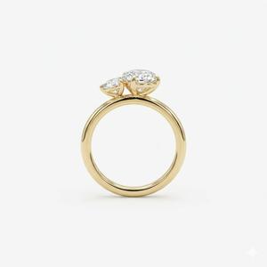 Toi et Moi <b>Ring</b> <b>Two</b> Pear Shape Diamond in 14K Gold <b>Ring</b> Lab Grown Diamond <b>Ring</b> <b>Two</b> <b>Stone</b> Bypass <b>Ring</b> Open Wrap Engagement <b>Ring</b> - Product Image 3