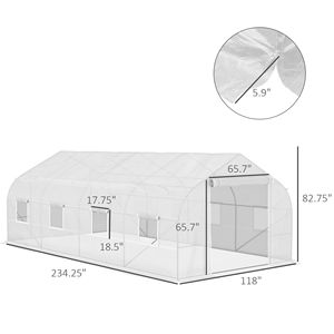 Serra a tunnel walk-in 20x10x7 in acciaio zincato con 8 finestre a rete e porta a rete con cerniera, ideale per la coltivazione di piante da giardino - Product Image 3