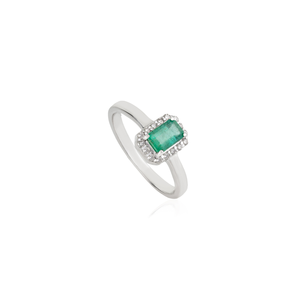 S925 Sterling <b>Silver</b> 100% Genuine <b>Emerald</b> & Diamond Halo May Birthstone <b>Ring</b> For Women's Jewelry Wholesale Price - Product Image 3