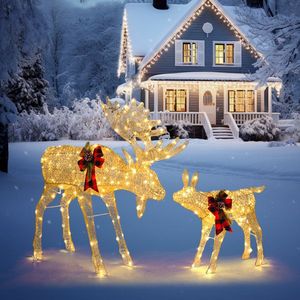 Guirlande lumineuse en cuir 200 LED, 1,2 m, 30 V, 3,6 W, motif famille de mous, décoration de jardin, 2 pièces, doré, pour Noël - Product Image 6