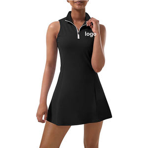 Vestido Deportivo de Invierno para Mujer, para Tenis y Golf, 100% Poliéster, Estampado, Acanalado, con Media Cremallera, Plisado, con Shorts Integrados - Product Image 1