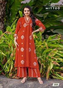 Conjunto de Kurti y Plazzo de Rayón de Diseño de Lujo Personalizado, Elegante para Fiestas, con Bordado, Kurta con Pantalón para Venta al Por Mayor - Product Image 3