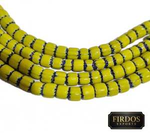 Perles Chevron en Verre en Gros Rayées Jaune Bleu Blanc Multicolore pour la Fabrication de Bijoux Africains Kalinga Philippines en Boîte - Product Image 1