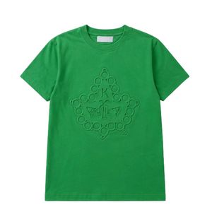 Camiseta Verde para Mujer con Gráfico en Relieve, Manga Corta, Cuello Redondo, Informal, a la Moda, Diseño Texturizado, Cómoda, para Uso Diario, Verano - Product Image 4