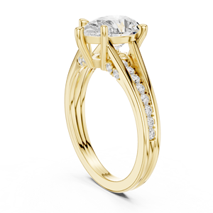 Anillo de Compromiso de Lujo con Diamante Corte Pera, Certificado IGI, con Aro Dividido y Engaste Pavé, Oro de 18K para Mujer, Boda, Fiesta - Product Image 4