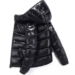 Chaqueta de Invierno para Hombre, Corta, Gruesa, con Capucha, Estilo Bomber, Brillante, de Poliéster/Algodón - Product Image 3
