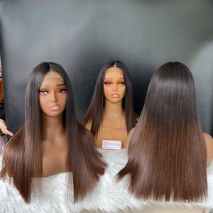 Tendance chaude Couleur Brun Pointe Perruques de Cheveux Humains Pas Cher Os Droite Courte Longueur Sans Colle Perruques de Cheveux Humains HD Lace Perruques - Product Image 1