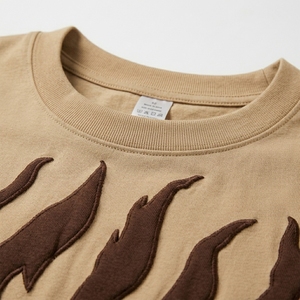 T-shirt court oversize pour homme avec imprimé graphique en relief, 100 % coton tricoté, style streetwear, 240 g, motif avant, décontracté - Product Image 2