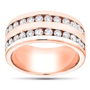 Anillo de Hombre EtherStar con Diamante Cultivado en Laboratorio de 1.0ctw, Oro Sólido, Doble Hilera, Clásico, 10g, Anillo de Boda - Product Image 1