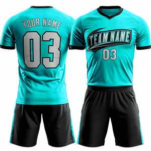 Custom <b>Red</b> Soccer Uniform Set Team Name Number 03 Sublimation Print Adult Unisex Breathable Polyester Jersey Shorts OEM Service - Product Image 3