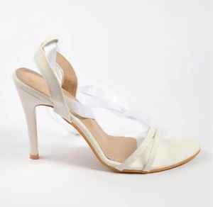 <b>White</b> Solid <b>Stiletto</b> Heel Women's 4 Inches High Pointed Toe Backstrap Summer Wedding Party Plus Size Princess Sandals - Product Image 6