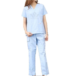 Conjunto de Uniforme Médico SPARKWELL INDUSTRY para Mujer, Color Morado, Cuello en V, Manga Corta, Pantalones Rectos, Algodón y Poliéster, Uniforme Hospitalario - Product Image 2