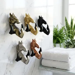 KELLTON Porte-clés mural multifonction moderne en zinc en forme de tête de cheval, support décoratif, crochets pour clés, organisateur, décoration intérieure - Product Image 3