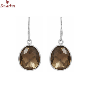 Pendientes de cuarzo ahumado en plata de ley 925 para mujer, joyería al por mayor, pendientes de plata de ley 925 para mujer, joyería de moda. - Product Image 2