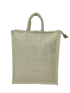 <b>White</b> Jute Shopping <b>Tote</b> <b>Bag</b> with Rope Handles and Zipper Closure Reusable Eco-Friendly Grocery <b>Bag</b> - Product Image 1