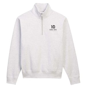 เสื้อสเวตเชิ้ตผู้ชายแบบซิป ¼ ตัว สีเทาเฮเธอร์ ผ้าฟลีซพรีเมียม แขนยาว สวมใส่สบาย อุ่นสบาย สไตล์สตรีทแวร์ - Product Image 1
