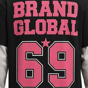 Camiseta con cuello en V bordada con lavado ácido Vintage de alta calidad, ropa de calle de manga larga de doble capa personalizada para hombres, fabricada en Hip Hop - Product Image 5