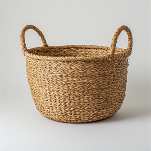 Premium Eco-Conscious Handwoven Seagrass <b>Basket</b> with Handles Durable & Stylish for Kitchen & <b>Bathroom</b> Home Organization - Product Image 1