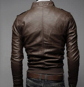 <b>FLy</b> Humble Sportwear Genuine Leather <b>Jacket</b> <b>Men</b> Zipper Stand Front Windproof Breathable Oversize Motorcycle Autumn Casual Woven - Product Image 4