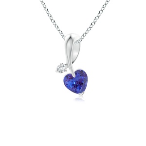 New Arrival Heart Shape <b>Pendant</b> Romantic Gift For Woman 14K <b>Gold</b> Natural Tanzanite Ribbon Design <b>Pendant</b> With Diamond Necklace - Product Image 1