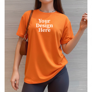 Camiseta de algodón lisa de corte holgado con hombros caídos para mujer, talla grande, de secado rápido y ecológica, al por mayor - Product Image 1