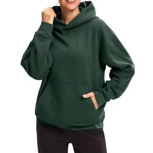 Sudadera con Capucha para Mujer, Color Rosa Sólido, Felpa, Informal, con Bolsillos, Corte Regular, Estilo Otoñal, 100% Algodón, Transpirable - Product Image 2