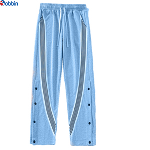 BOBBIN INDUSTRIES New Fashion Comfortable Vintage Side Button Striped Patchwork Canvas Summer <b>Mens</b> Trendy Drawstring Loose - Product Image 3