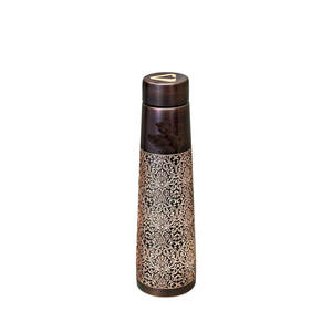 Matte Black Engraved Copper Water Bottle with Glass Set Premium Reusable Designer Drinkware for Home Office Travel Gift - Product Image 5