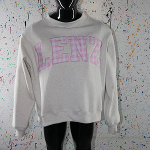 LENZ WHITE <b>Mock</b> <b>Neck</b> Sweatshirt 100% PINK Applique Embroidery wide <b>neck</b> Sweatshirt Finer Threads - Product Image 1