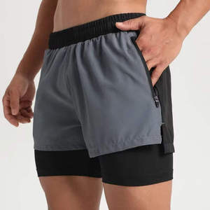 Shorts de sport double couche personnalisés pour hommes, 2-en-1, pour la gym et le fitness, fabricant OEM, marque privée, fournisseur de vêtements de sport haut de gamme en gros - Product Image 2