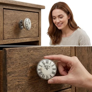 Ba <b>Ceramic</b> Clock <b>Knob</b> Round Porcelain Cabinet Handle Modern Design Durable Kitchen <b>Drawer</b> - Product Image 2