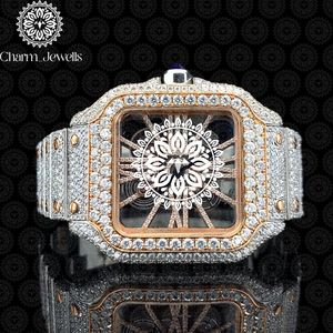 Montre de luxe unisexe Charm_Jewells, boîtier carré en acier inoxydable, cadran de 40 mm, bracelet de 20 mm, résistance à l'eau 10 bars, mouvement mécanique - Product Image 5