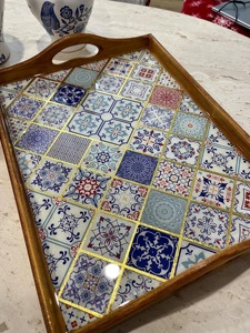 Plateau en bois imprimé style vintage, plateau rustique en bois imprimé pour décoration de style ferme, plateau de service en gros - Product Image 2