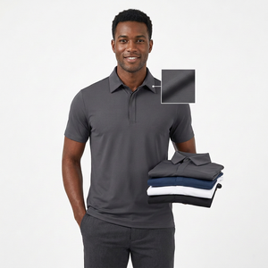 Men's Short Sleeve Solid Knitted <b>Polo</b> <b>Shirt</b> Quick Dry Casual Wear Regular Fit Gray <b>Blue</b> White Black Colors - Product Image 2