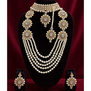 Ensemble collier et boucles d'oreilles pour femme JeweleMarket, plaqué or, pierres en cristal, perles ethniques, cadeau de mariage, de fiançailles ou d'anniversaire - Product Image 5