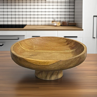 Plateau de service rond en bois d'acacia avec support, design moderne, style rustique chic, idéal pour le comptoir, prix avantageux avec du bois d'acacia