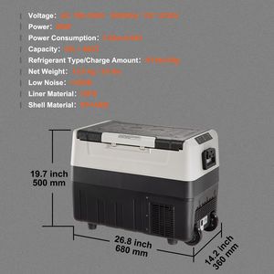48 QT/45 L Dual Zone 12 Volt Car <b>Refrigerator</b> Portable Freezer -4-50 Fahrenheit Adjustable Range - Product Image 3