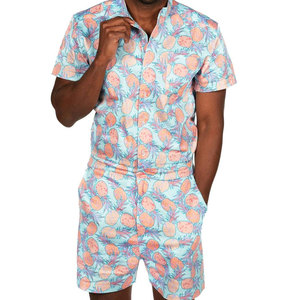Rompers para Hombre, Casuales, de Verano, Manga Corta, Transpirables, de Algodón, para Playa, Viajes, Moda, Cómodos - Product Image 1